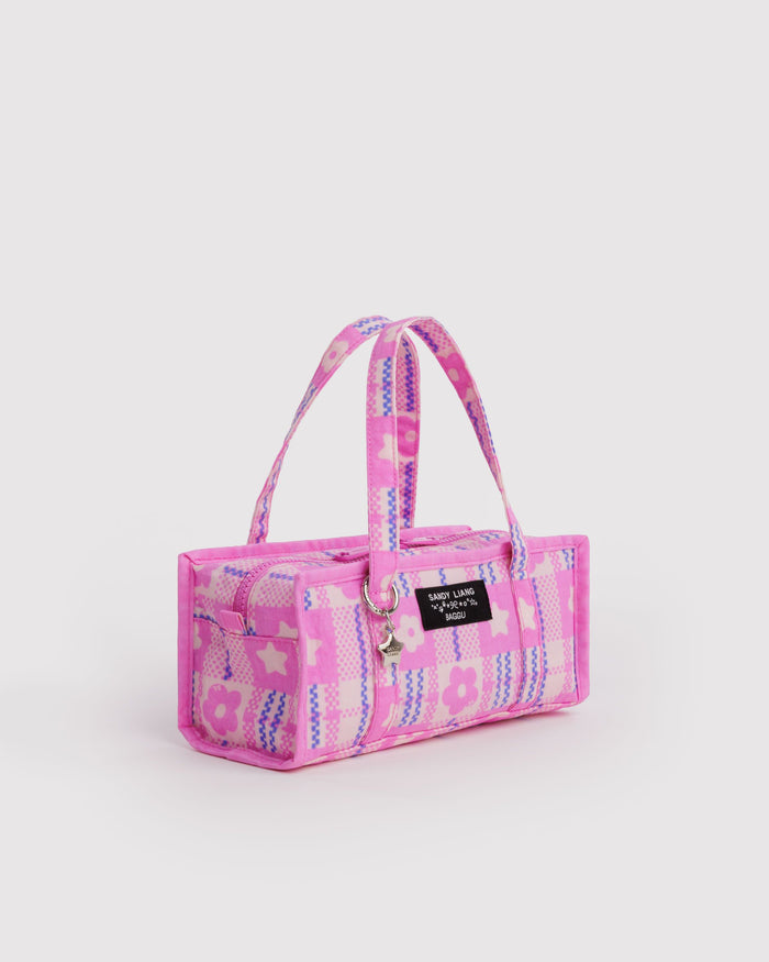 Mini Nylon Market Bag - Market Plaid Pink