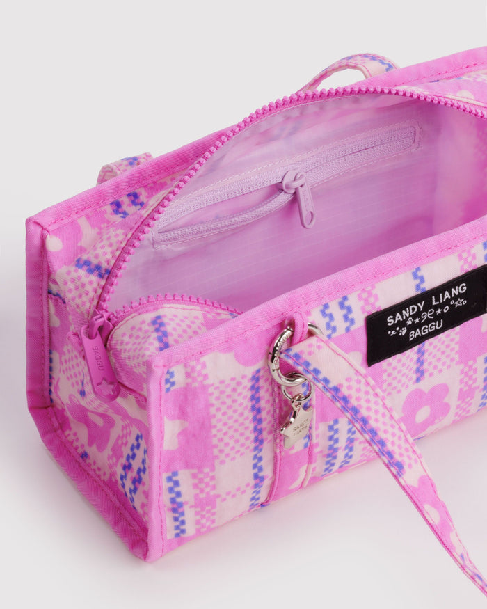 Mini Nylon Market Bag - Market Plaid Pink