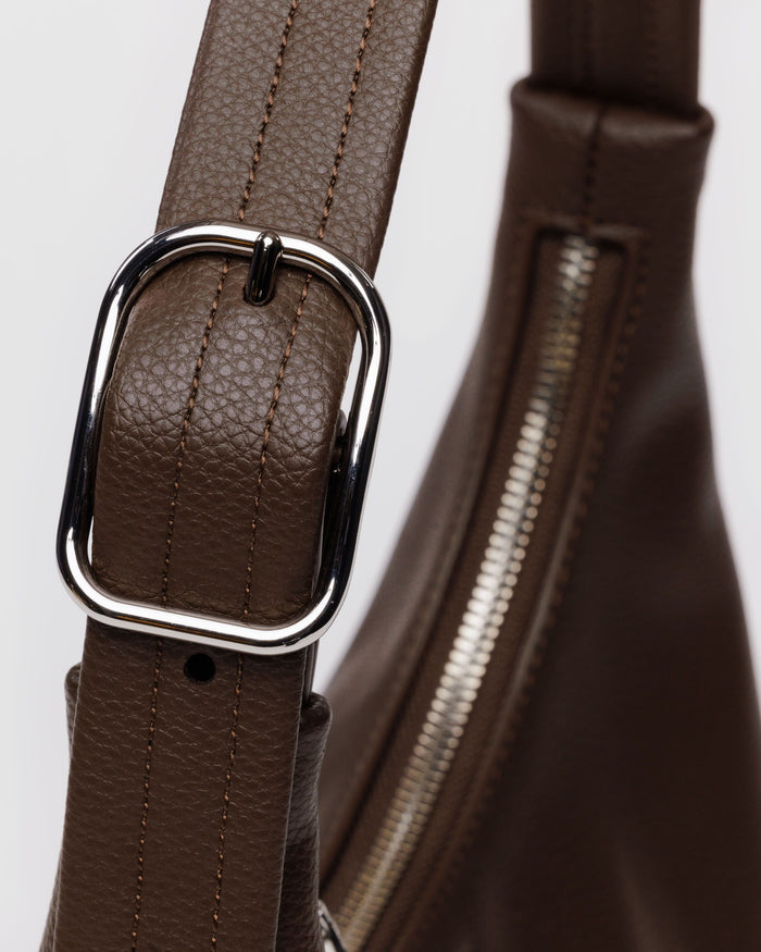 Mini Recycled Leather Shoulder Bag - Brown
