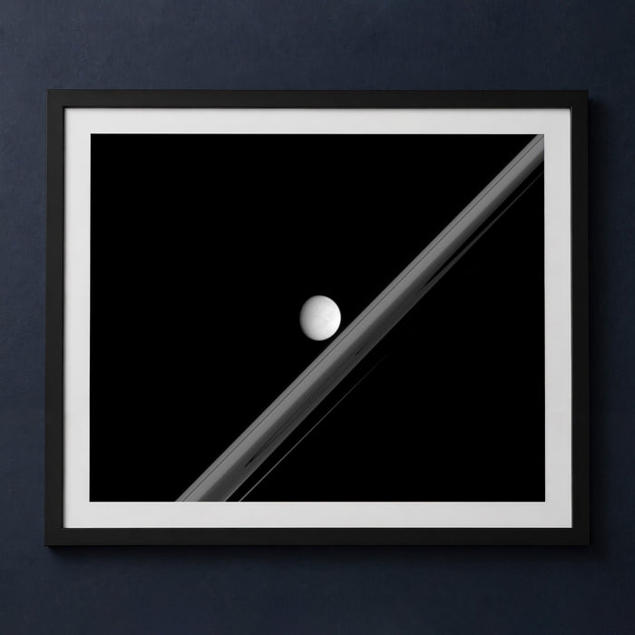 Framed print mockup — Moon Enceladus and Rings
