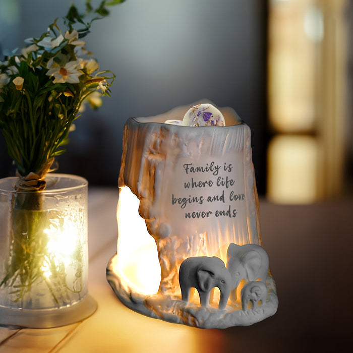 Naked Cello - Elephant Tealight Burner - Family Is Where Life Begins and Love Never Ends