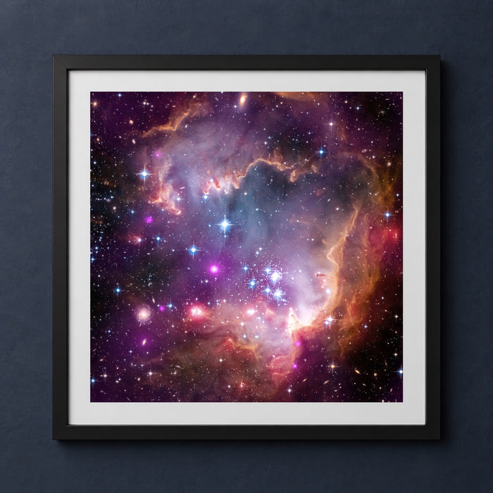 Framed print mockup — NGC 602 and Beyond