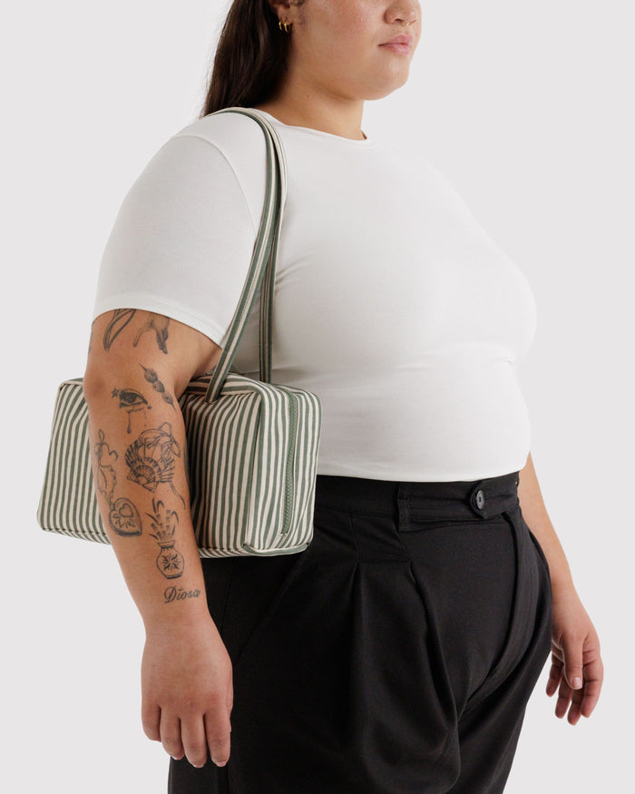 Nylon Bowler Bag - Sage Stripe