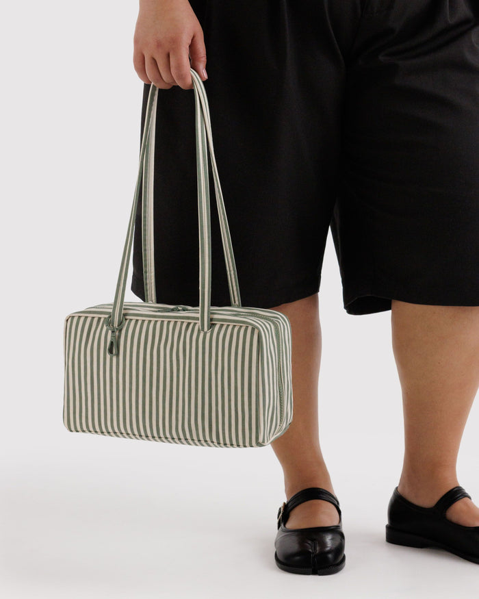 Nylon Bowler Bag - Sage Stripe