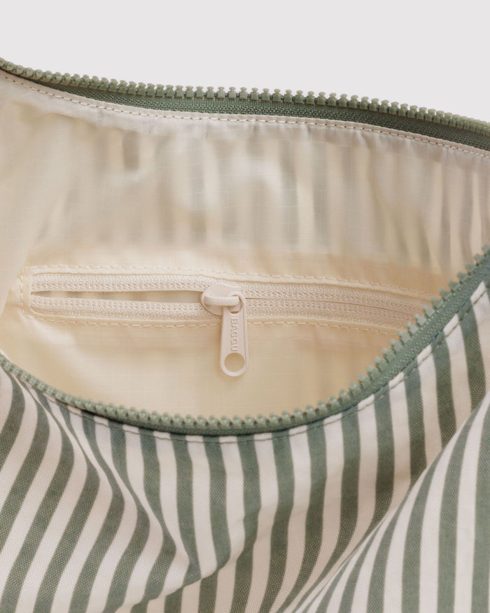 Nylon Shoulder Bag - Sage Stripe