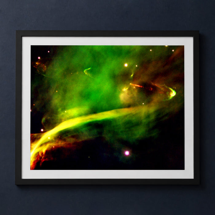 Framed print mockup — Protostar HH 34 in Orion