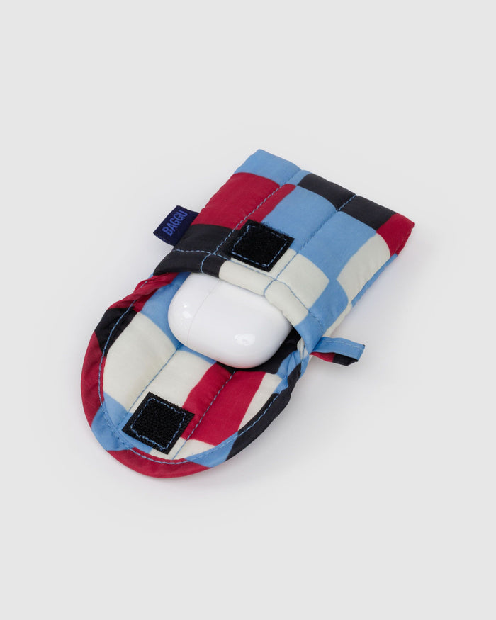 Puffy Earbuds Case - Painted Check