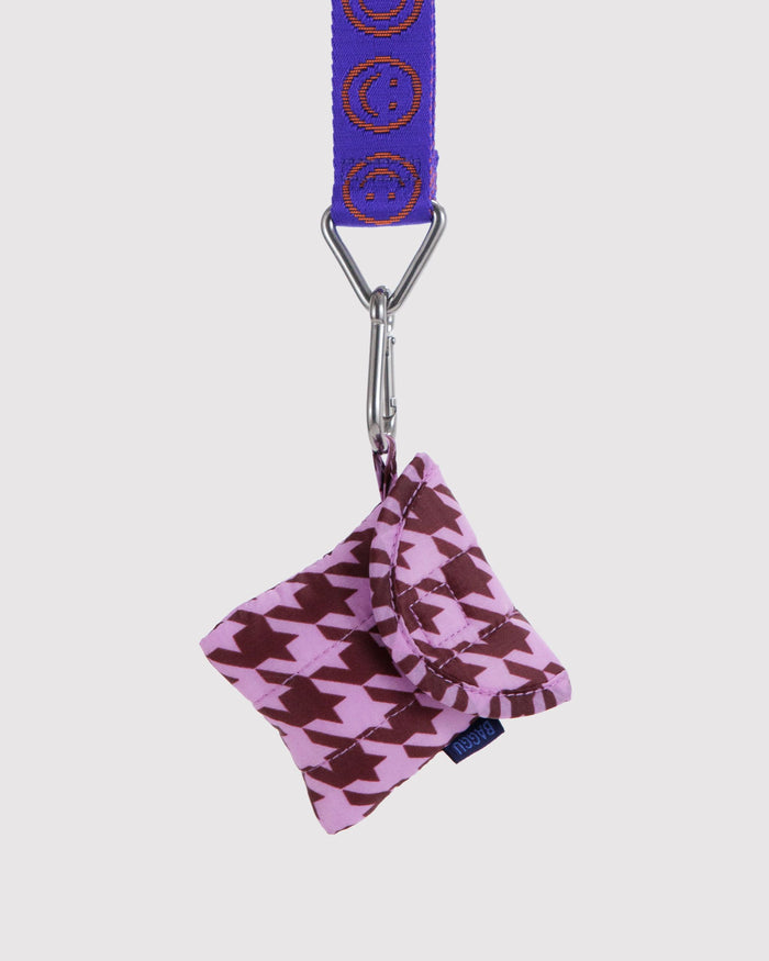 Puffy Earbuds Case - Pink Houndstooth