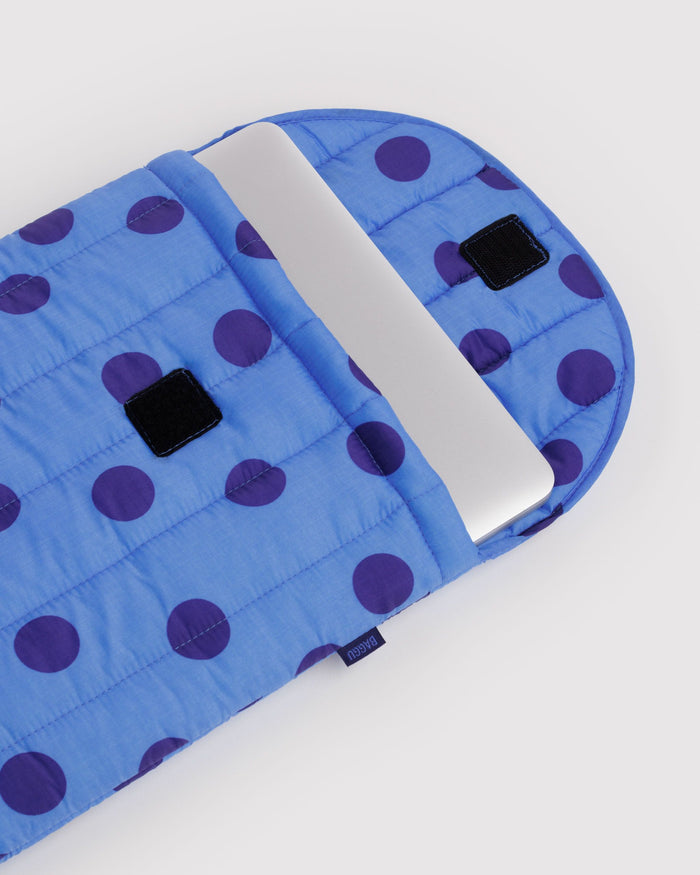 Puffy Laptop Sleeve 16" - Blue Polka Dot