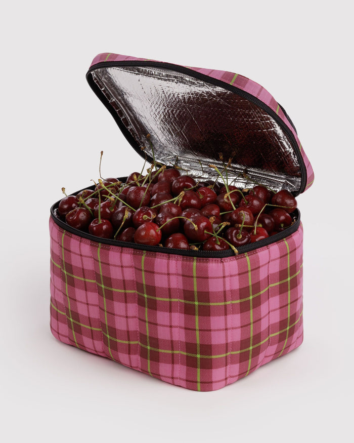 Puffy Lunch Bag - Azalea Pink Tartan