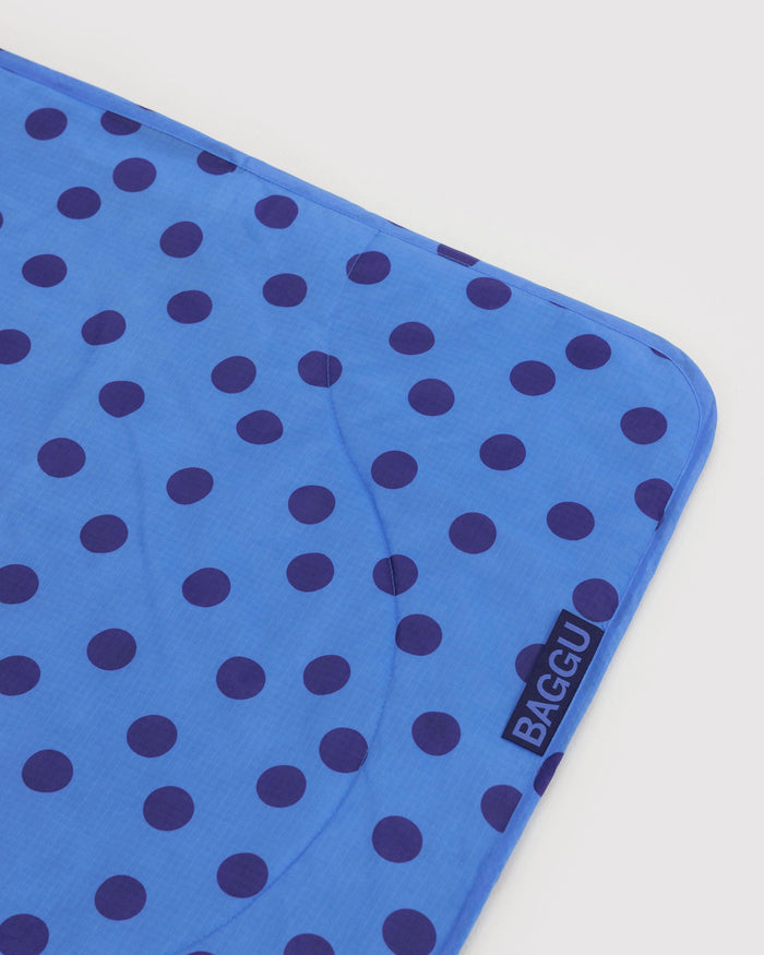 Puffy Picnic Blanket - Blue Polka Dot