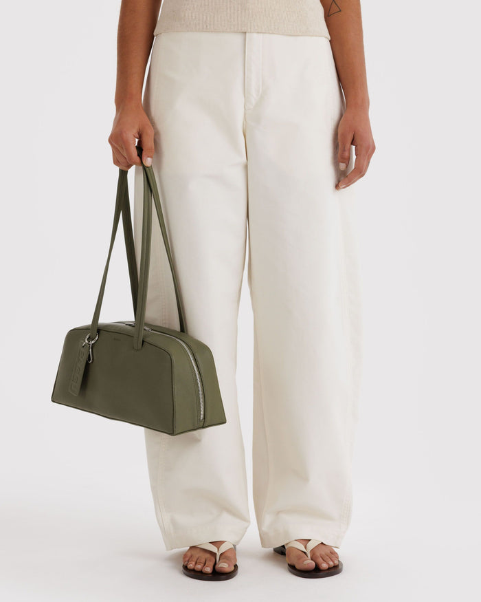 Recycled Leather Bowler Bag - Loden
