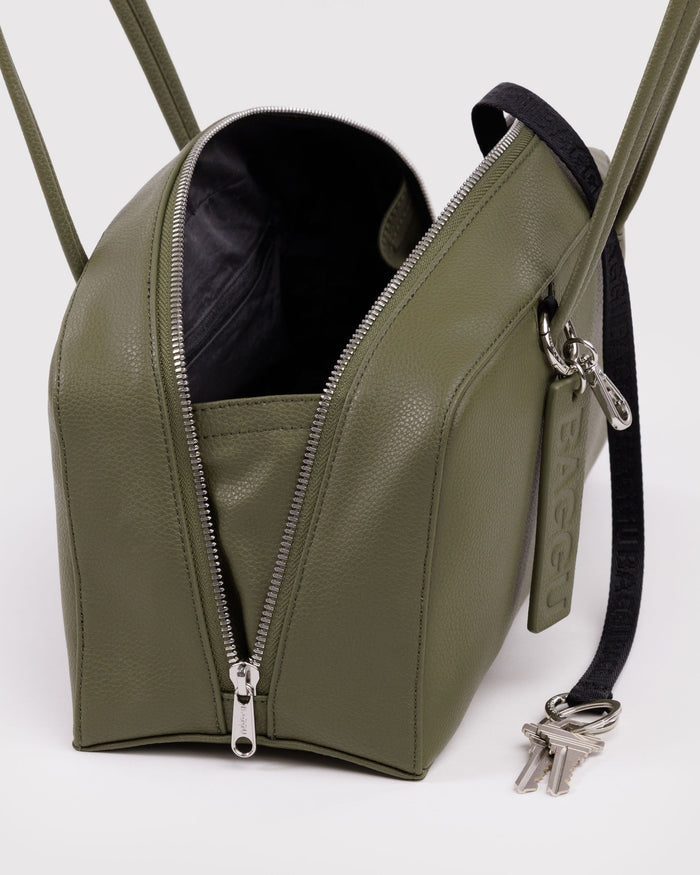 Recycled Leather Bowler Bag - Loden