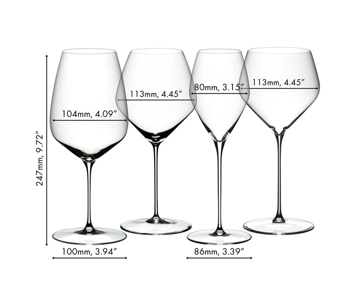 Riedel Wijnglazeset Veloce -  Cabernet / Merlot, Pinot Noir / Nebbiolo, Sauvignon Blanc & Chardonnay  - 4 stuks
