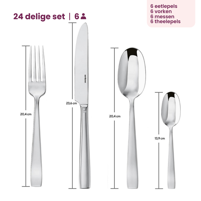 Sambonet Bestekset Flat - Koper - 24 delig / 6 personen