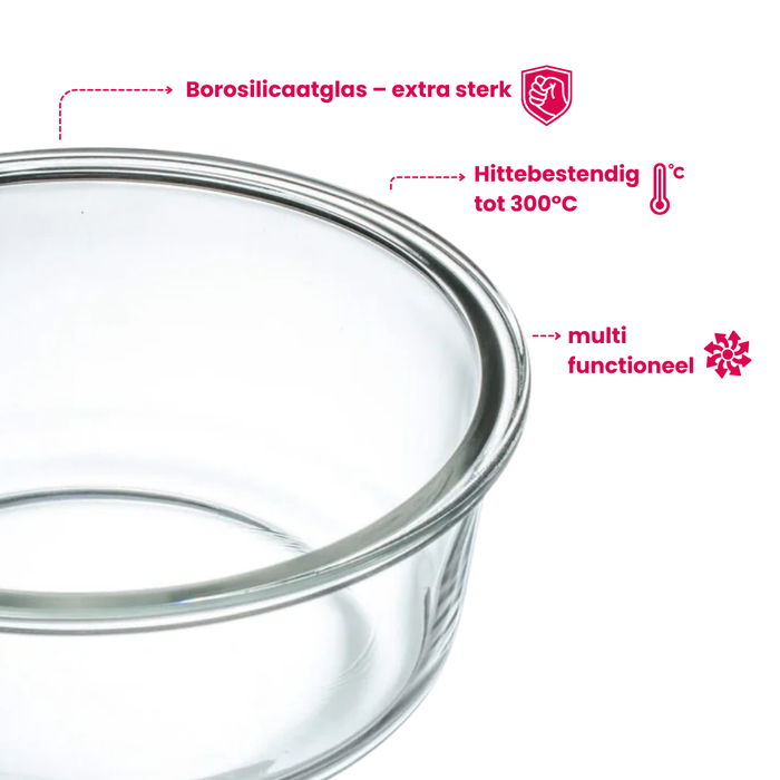 Sareva Glazen Vershoudbakjes Glas - To Go - met Deksels - Ovenschalen - Cook & Fresh - 3 Stuks