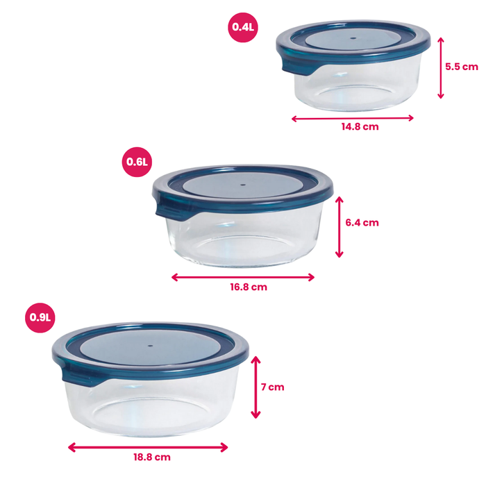 Sareva Glazen Vershoudbakjes Glas - To Go - met Deksels - Ovenschalen - Cook & Fresh - 3 Stuks
