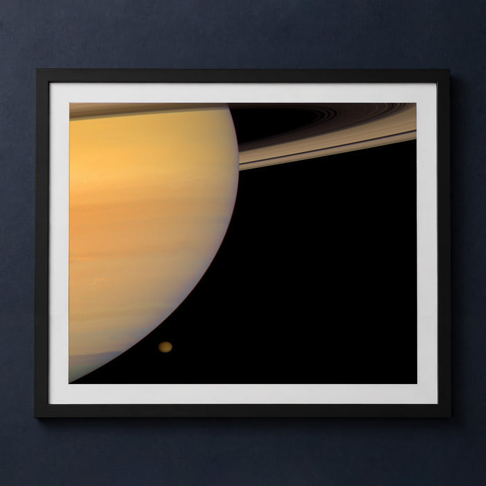 Framed print mockup — Saturn and Titan