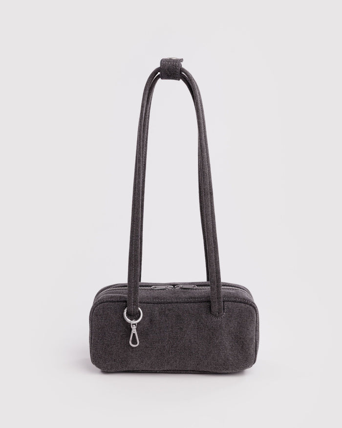 Small Denim Bowler Bag - Washed Black Denim