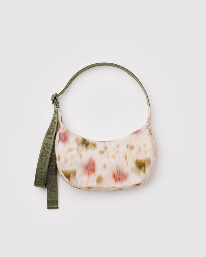 Small Nylon Crescent Bag - Abstract Floral