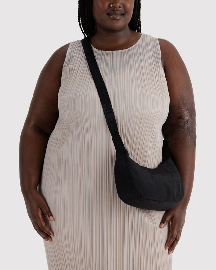 Small Nylon Crescent Bag - Black