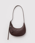 Small Recycled Leather Flat Crescent - Brown