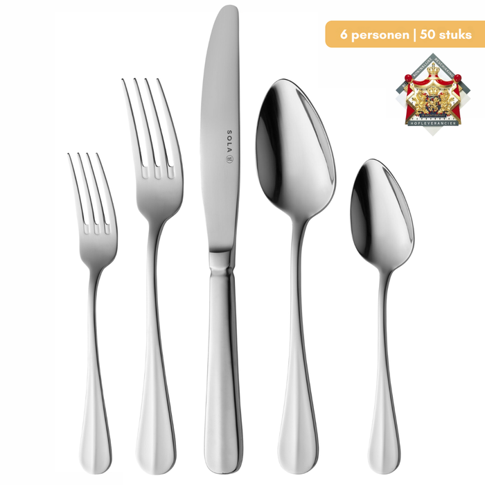 Sola Bestekset Hollands Glad - 18/10 RVS  - 50 delig / 6 personen