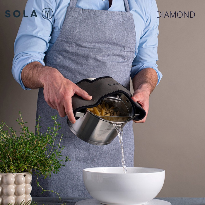 Sola Pannenset Diamond 4-Delig RVS - Downdraft geschikt - Kookpan ø 16, 18, 20 cm & Steelpan ø 16 cm - geschikt voor alle warmtebronnen