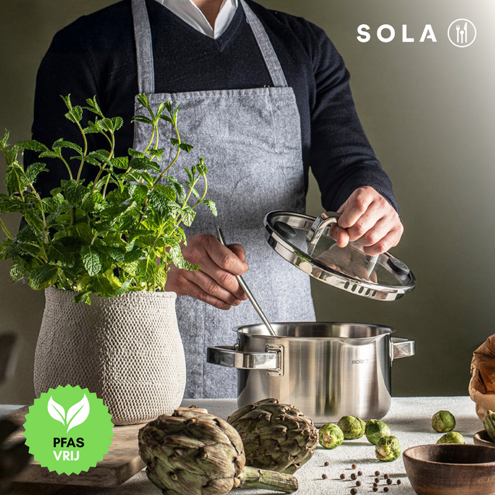 Sola Pannenset Juvia 4-Delig RVS - Downdraft geschikt - Kookpan ø 16, 18, 20 cm & Steelpan ø 16 cm - geschikt voor alle warmtebronnen