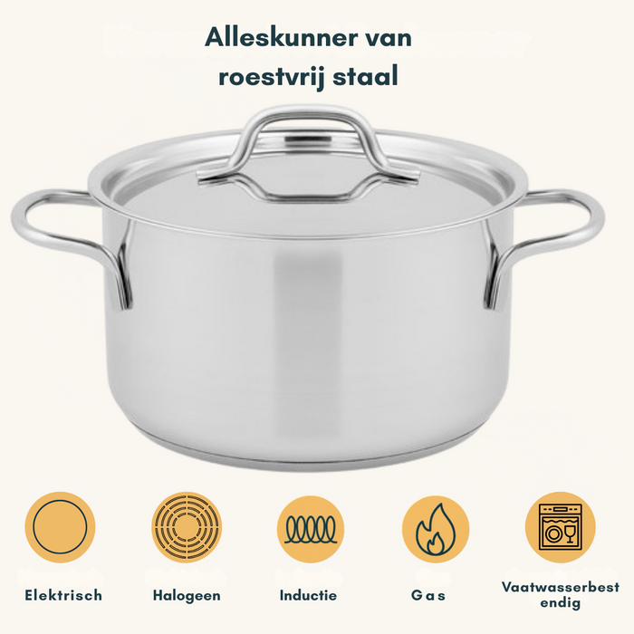 Sola Pannenset Mirage 4-Delig RVS - Kookpan ø 16, 18, 20 cm & Steelpan ø 16 cm - geschikt voor alle warmtebronnen