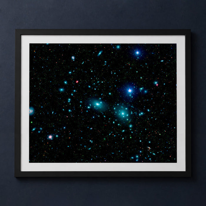 Framed print mockup — Spitzer Coma Cluster