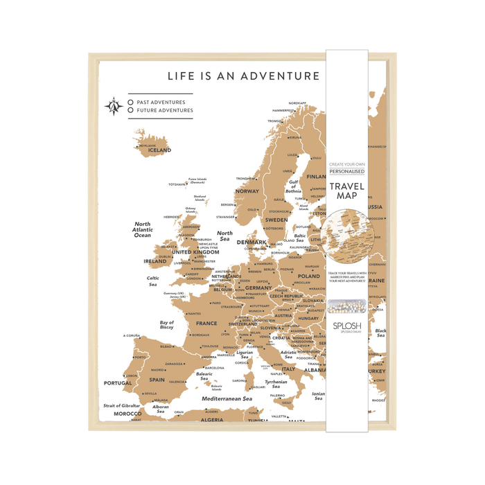 Splosh - Travel Map - Europe Desk - White