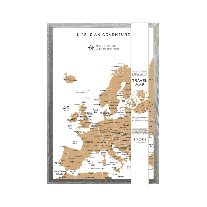 Splosh - Travel Map - Europe Small - Grey