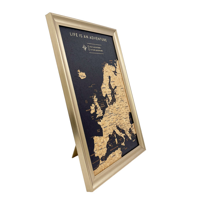 Splosh - Travel Map - Europe XL Desk - Black with Gold Frame