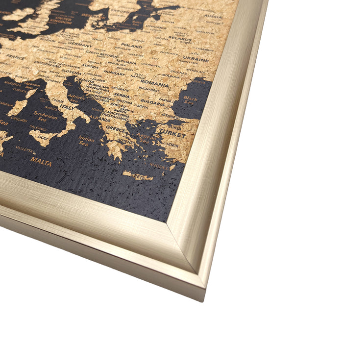 Splosh - Travel Map - Europe XL Desk - Black with Gold Frame