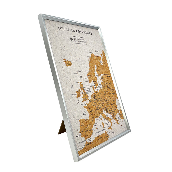 Splosh - Travel Map - Europe XL Desk - White with Silver Frame