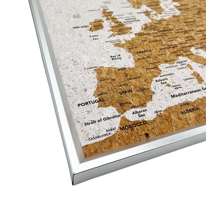 Splosh - Travel Map - Europe XL Desk - White with Silver Frame