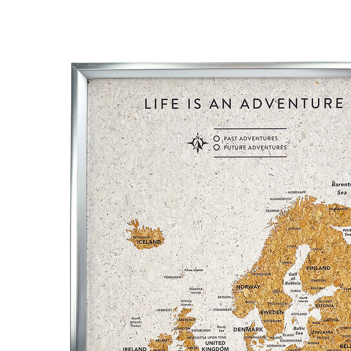 Splosh - Travel Map - Europe XL Desk - White with Silver Frame