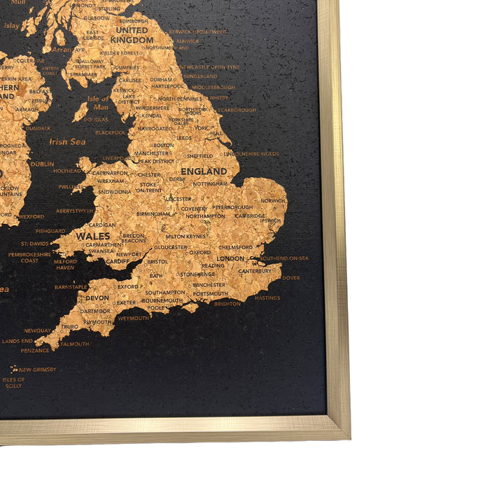Splosh - Travel Map - UK XL Desk - Black with Gold Frame