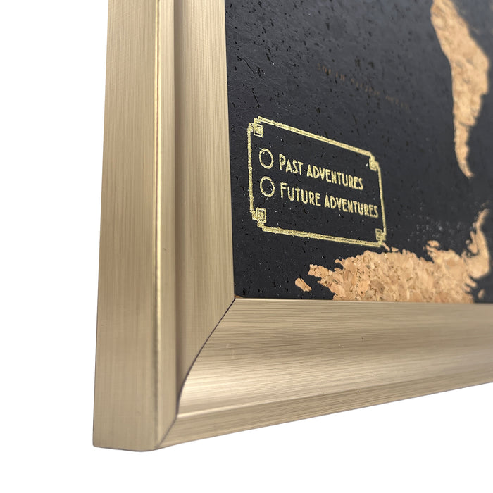 Splosh - Travel Map - World Medium - Black with Gold Frame