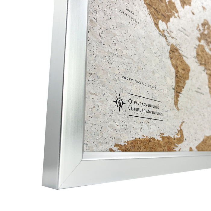 Splosh - Travel Map - World Medium - White with Silver Frame