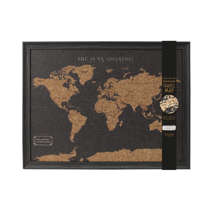 Splosh - Travel Map - World Small - Black