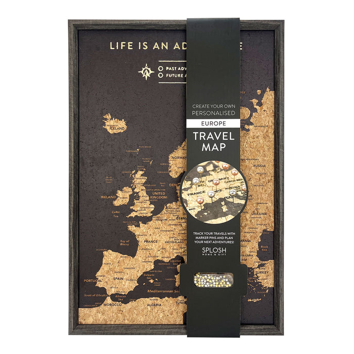 Splosh - Travel Map - XL Desk Europe - Black