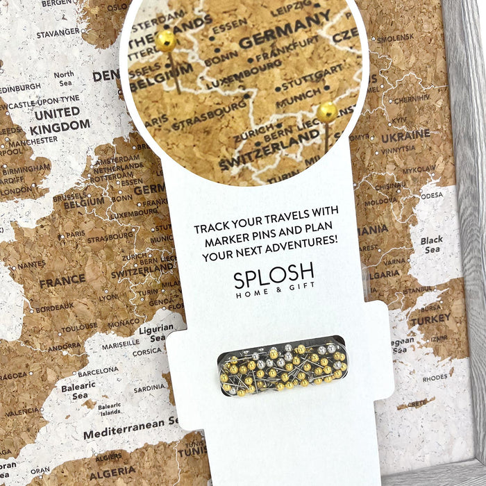 Splosh - Travel Map - XL Desk Europe - Grey