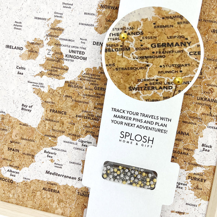 Splosh - Travel Map - XL Desk Europe  - White