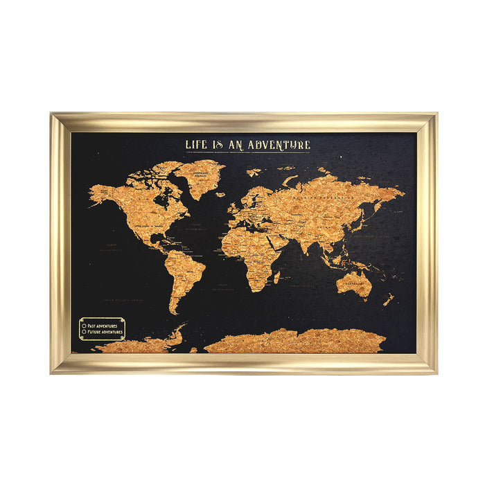 Splosh - Travel Map World Small - Black with Gold Frame