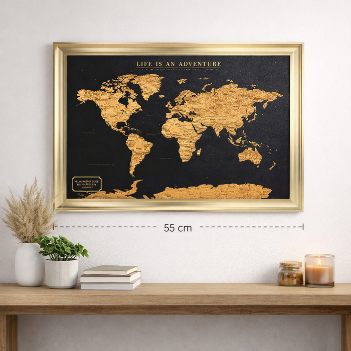 Splosh - Travel Map World Small - Black with Gold Frame