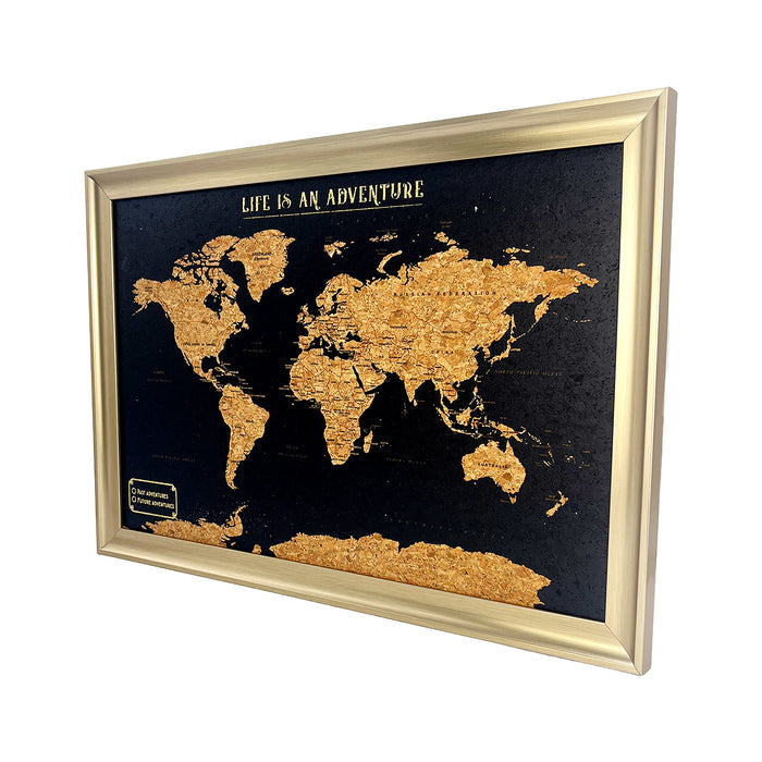 Splosh - Travel Map World Small - Black with Gold Frame