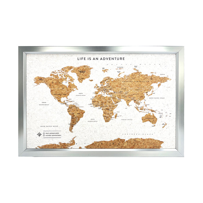 Splosh - Travel Map World Small - White with Silver Frame