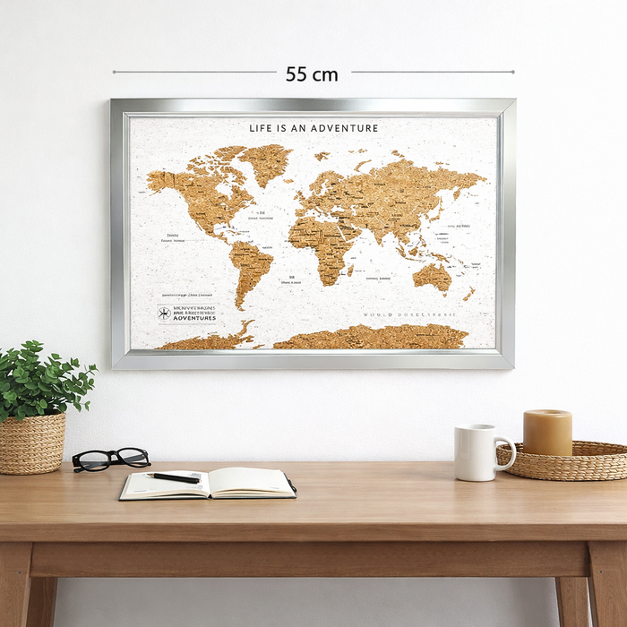 Splosh - Travel Map World Small - White with Silver Frame